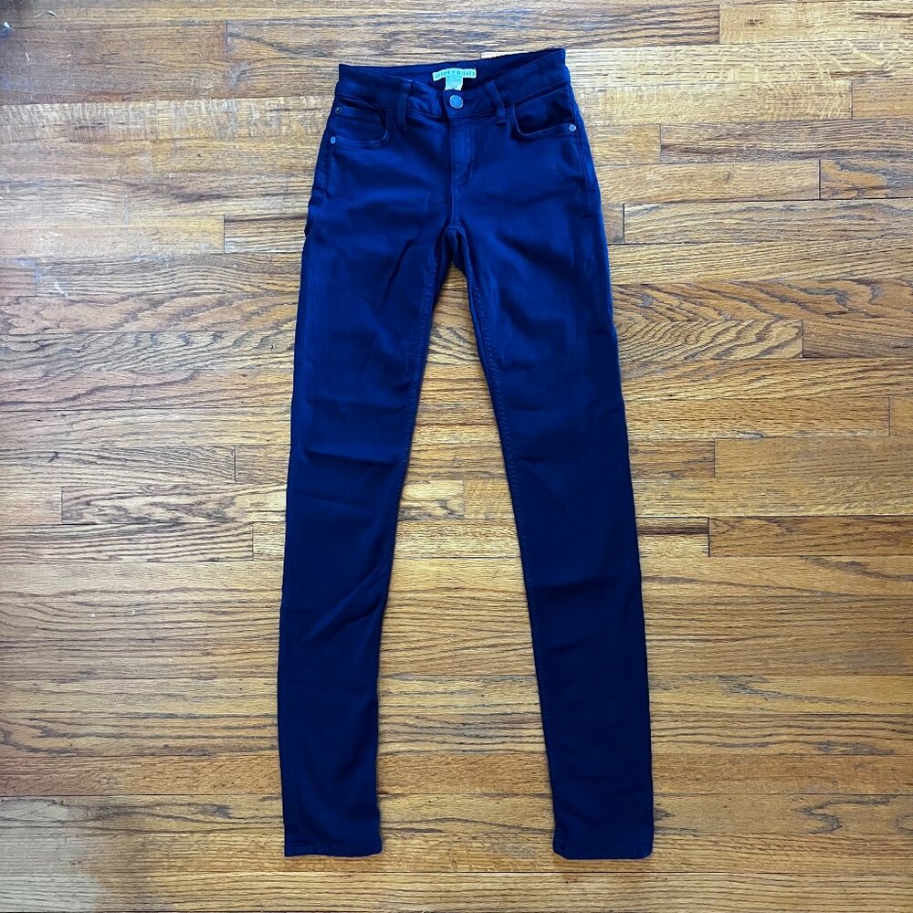 Alice + Olivia Low Rise Navy Stretch Cotton Skinny Pants Size 24 Made in USA